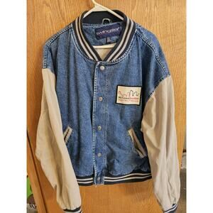 Vintage Swingster McCrown Gordan Denim Jacket XL Blue Snap Button 90s Letterman